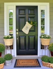 Front door painted in a glossy finish