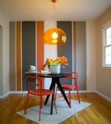 Painted geometrical shapes look funky on an accent wall